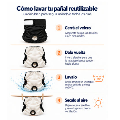 Pañal Absorbente Lavable para Perra · Incontinencia y Celo · Mimos®