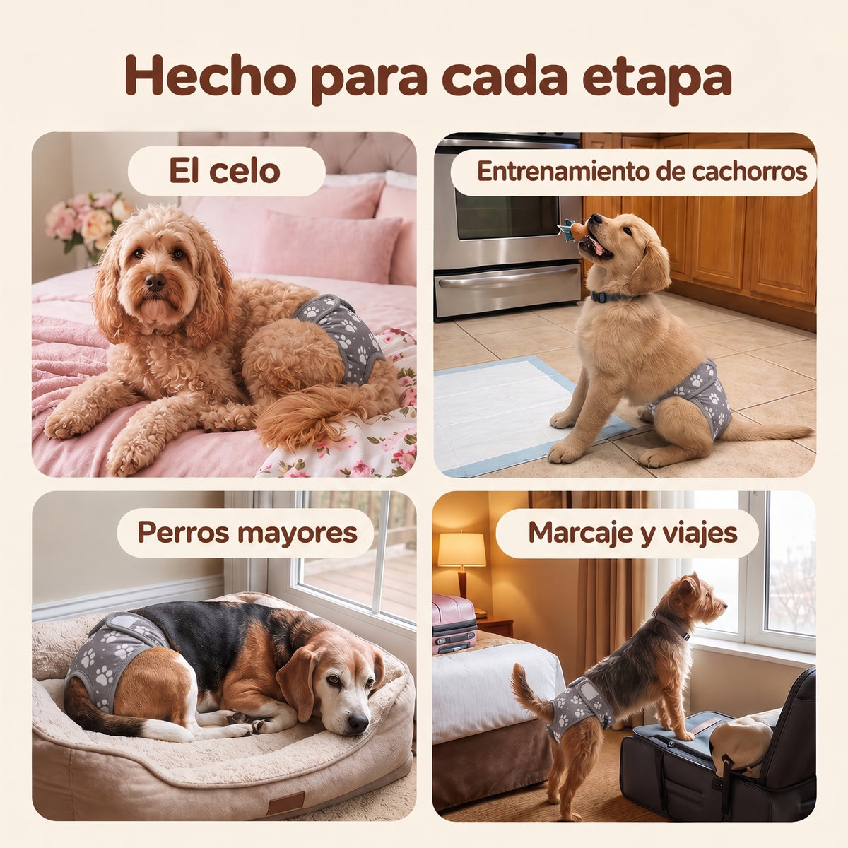 Pañal Absorbente Lavable para Perra · Incontinencia y Celo · Mimos®