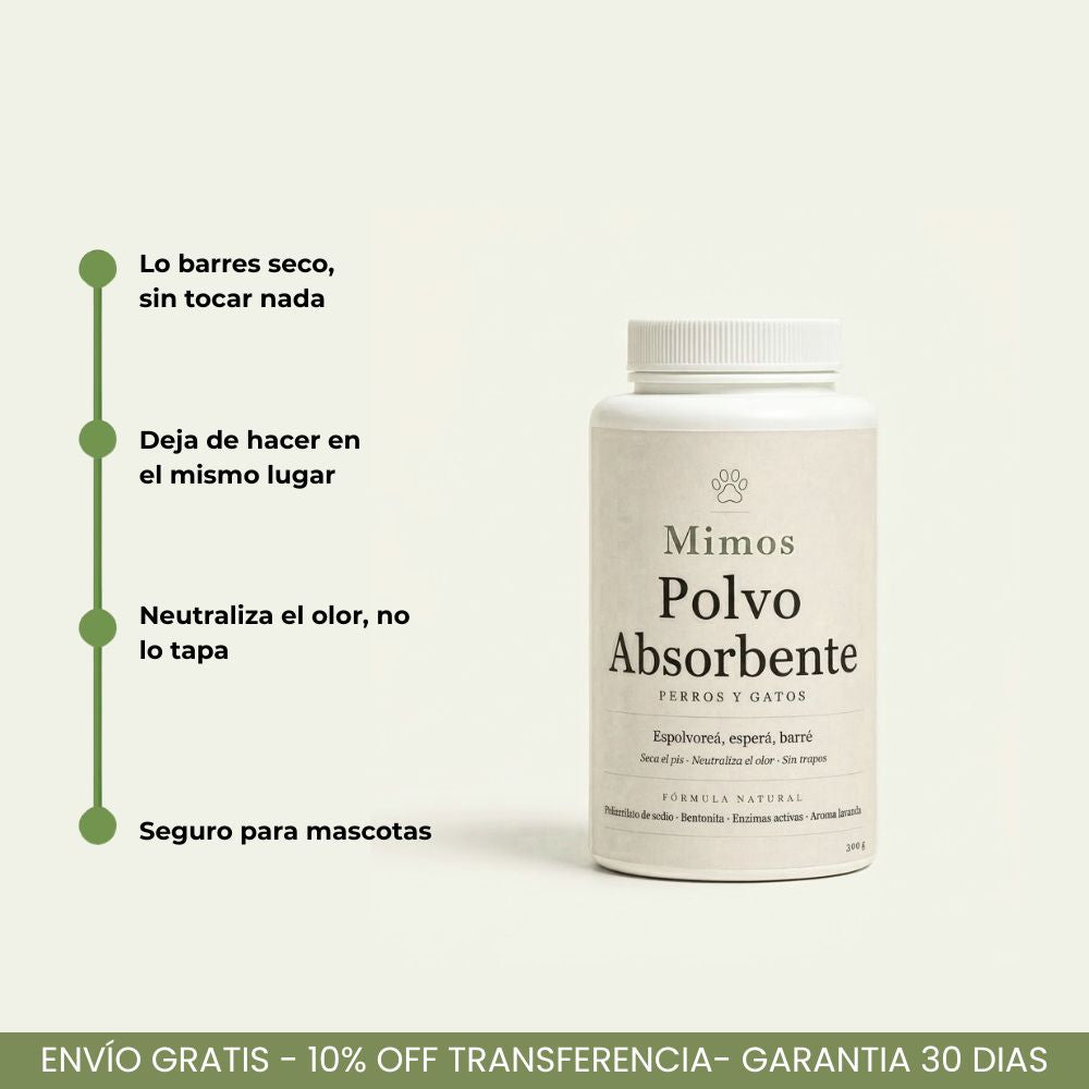 Polvo Absorbente para Pis · Doble Acción · Mimos 250g